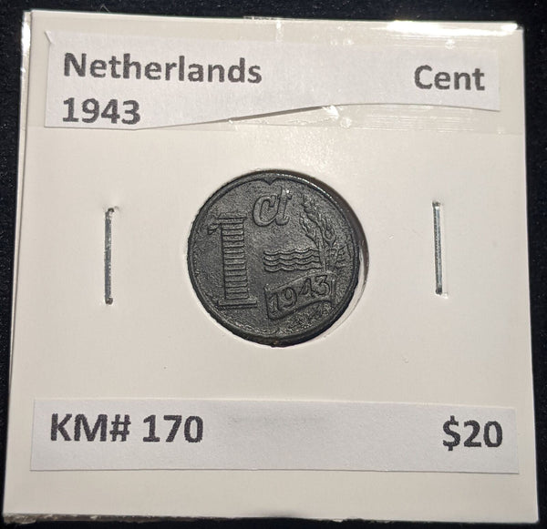 Netherlands 1943 Cent KM# 170 #092 #19B