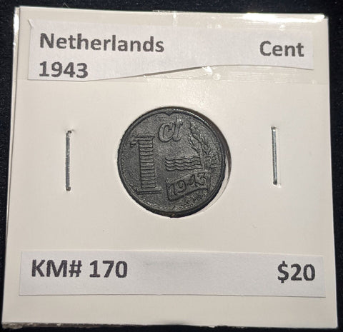 Netherlands 1943 Cent KM# 170 #092 #19B