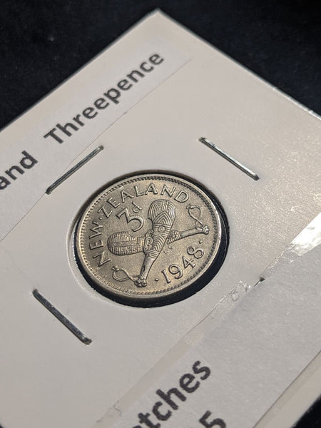 New Zealand 1948 Threepence 3d KM# 15 Scratches #068 #19B