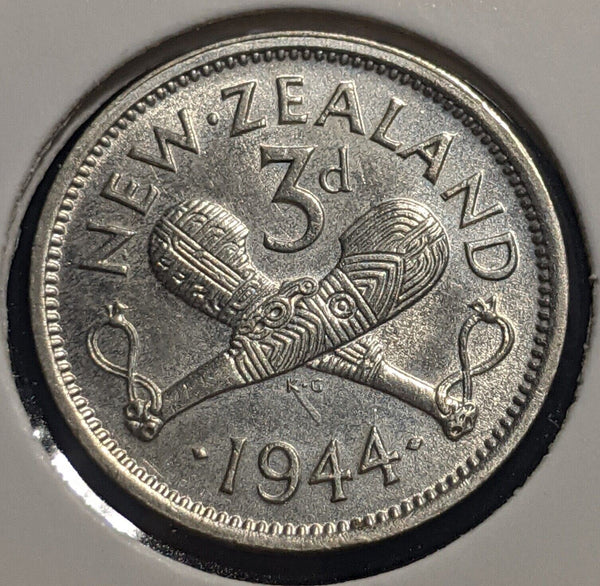 New Zealand 1944 Threepence 3d KM# 7 Scratches #043 #19B