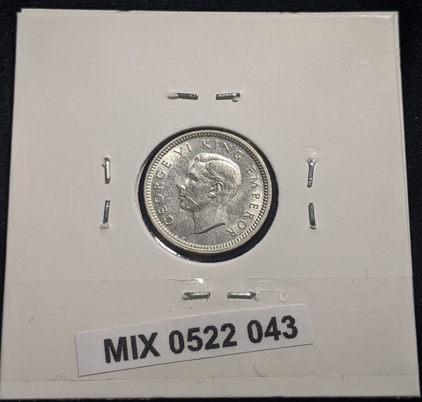 New Zealand 1944 Threepence 3d KM# 7 Scratches #043 #19B