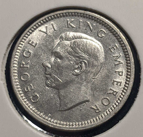 New Zealand 1944 Threepence 3d KM# 7 Scratches #043 #19B