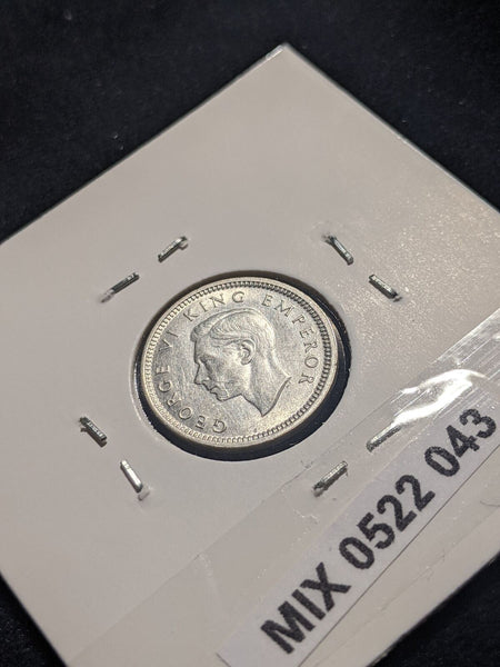 New Zealand 1944 Threepence 3d KM# 7 Scratches #043 #19B