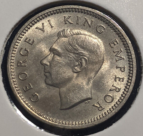 New Zealand 1947 Threepence 3d KM# 7a Scratch #077 #19B