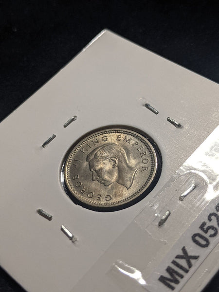 New Zealand 1947 Threepence 3d KM# 7a Scratch #077 #19B