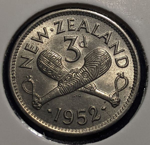 New Zealand 1952 Threepence 3d KM# 15 Scratches #078 #19B