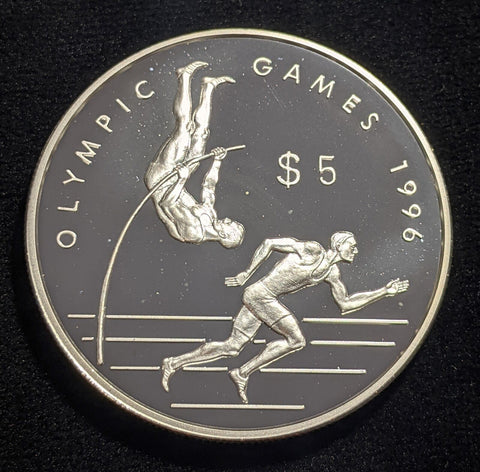 Cook Islands Proof 1996 5 Dollars KM# 370 Olympic Scratches on case #007 #19B