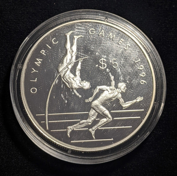 Cook Islands Proof 1996 5 Dollars KM# 370 Olympic Scratches on case #007 #19B