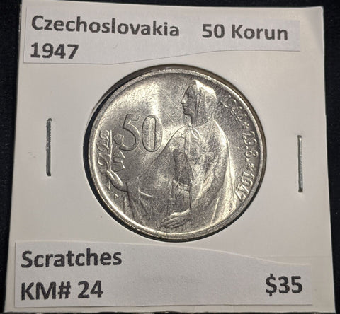 Czechoslovakia 1947 50 Korun KM# 24 Scratches #005 #19A