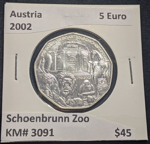 Austria 2002 5 Euro KM# 3091 Schoenbrunn Zoo #004 #19A