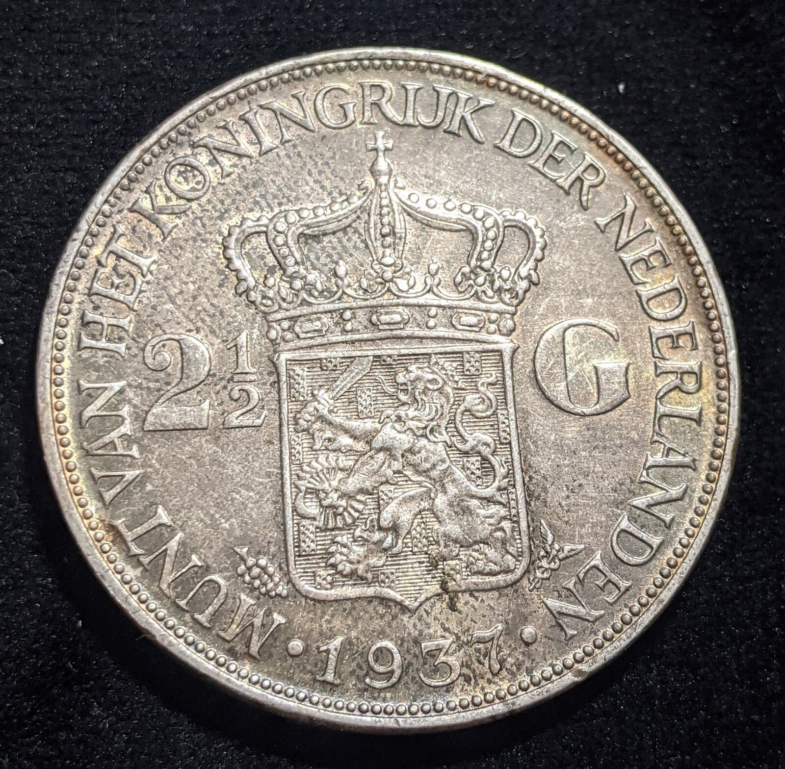 Netherlands 1937 2-1/2 Gulden KM# 165 Scratches #040 #19A