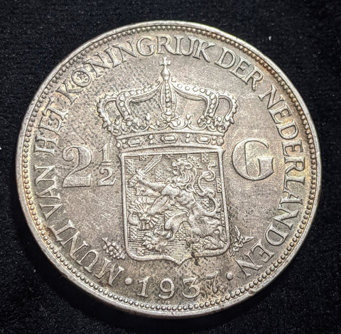 Netherlands 1937 2-1/2 Gulden KM# 165 Scratches #040 #19A