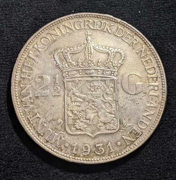 Netherlands 1931 2-1/2 Gulden KM# 165 Cleaned #032 #19A