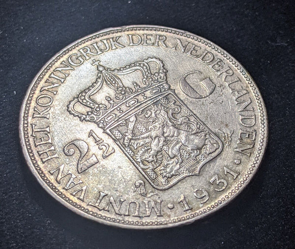Netherlands 1931 2-1/2 Gulden KM# 165 Cleaned #032 #19A