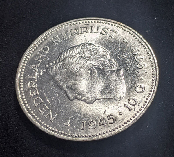Netherlands 1970 10 Gulden KM# 195 Scratches #037 #19A