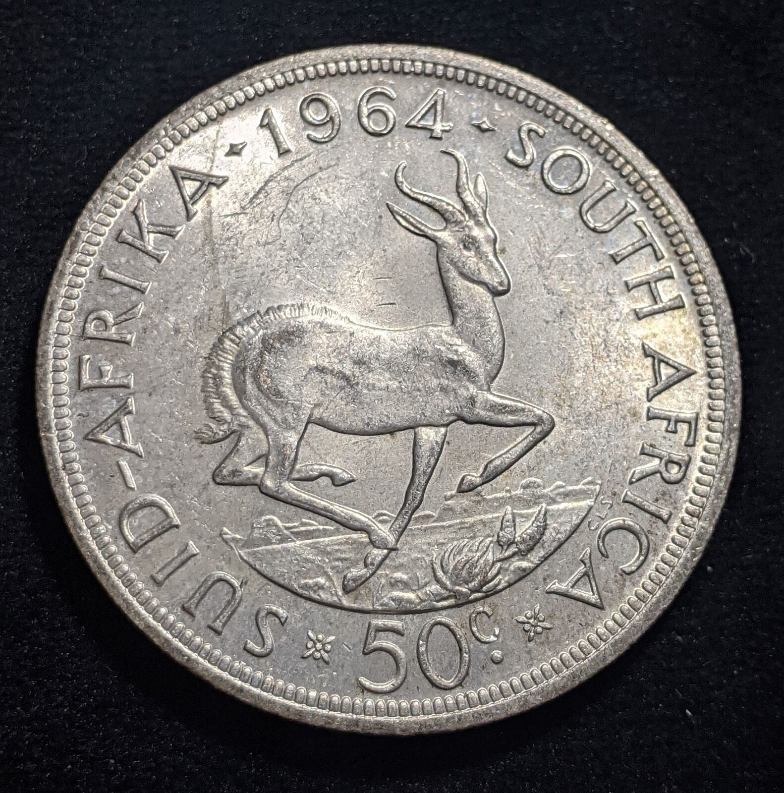 South Africa 1964 50 cents 50c KM# 62 Cleaned #005 #19A