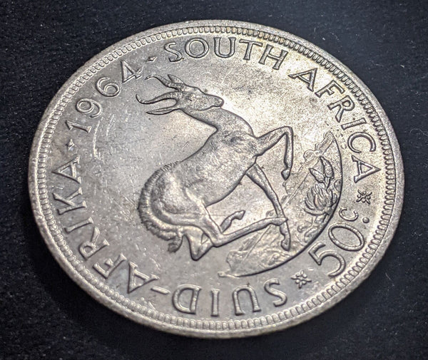 South Africa 1964 50 cents 50c KM# 62 Cleaned #005 #19A