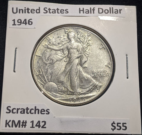 United States 1946 Half Dollar KM# 142 Scratches #152 #17C