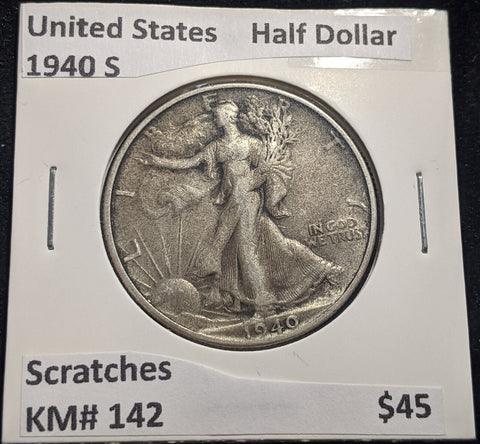United States 1940 S Half Dollar KM# 142 Scratches #165 #17C