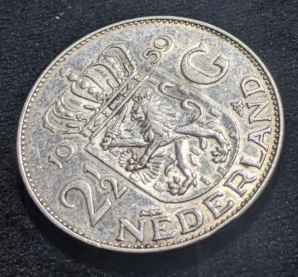 Netherlands 1959 2-1/2 Gulden KM# 185 Cleaned #304 #17C