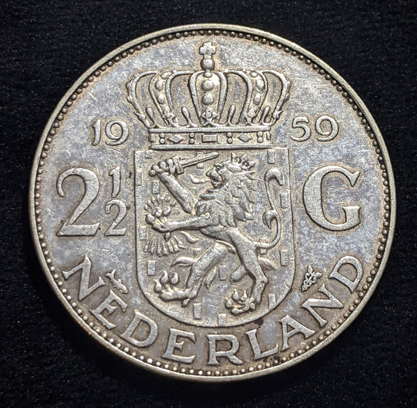 Netherlands 1959 2-1/2 Gulden KM# 185 Cleaned #307 #17C