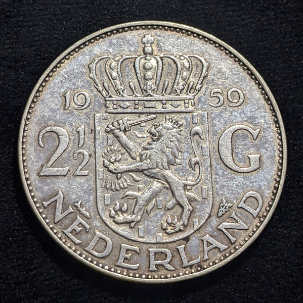 Netherlands 1959 2-1/2 Gulden KM# 185 Cleaned #307 #17C