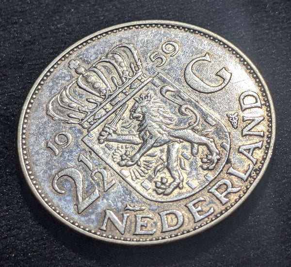 Netherlands 1959 2-1/2 Gulden KM# 185 Cleaned #307 #17C