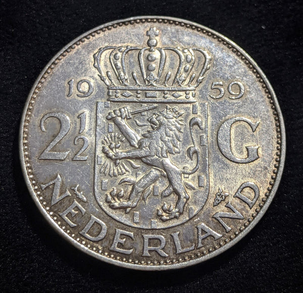 Netherlands 1959 2-1/2 Gulden KM# 185 Cleaned #399 #17C