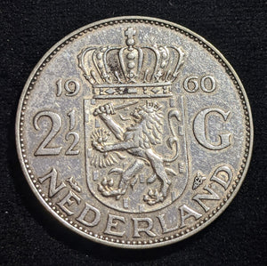 Netherlands 1960 2-1/2 Gulden KM# 185 Cleaned #317 #17C