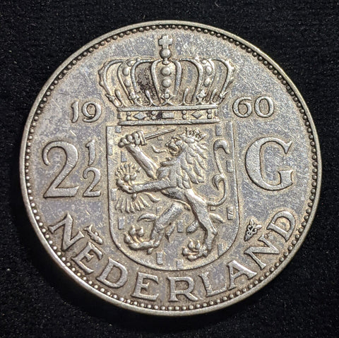 Netherlands 1960 2-1/2 Gulden KM# 185 Cleaned #317 #17C