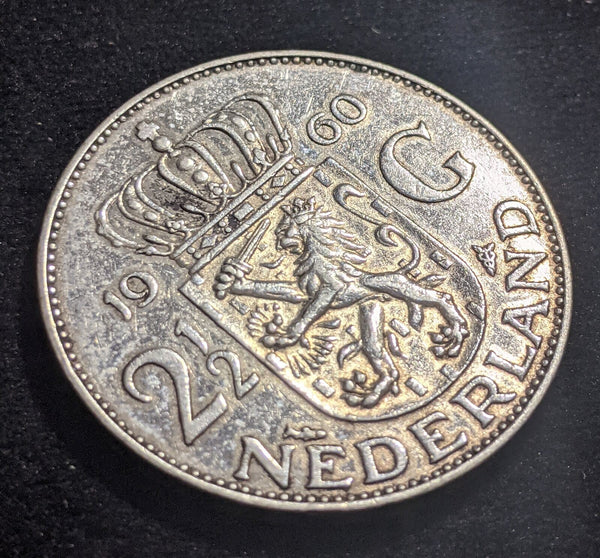 Netherlands 1960 2-1/2 Gulden KM# 185 Cleaned #317 #17C