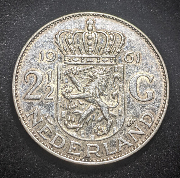Netherlands 1961 2-1/2 Gulden KM# 185 Cleaned #394 #17B