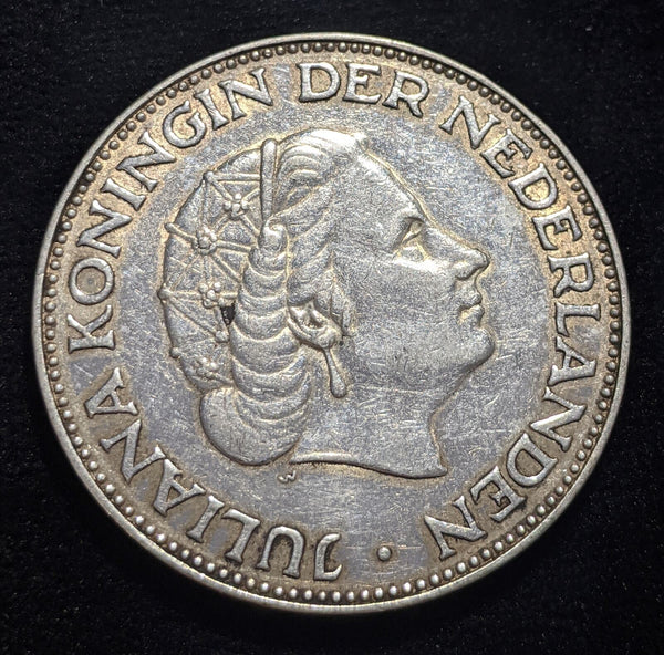 Netherlands 1959 2-1/2 Gulden KM# 185 Cleaned Rim Damage #398 #17C