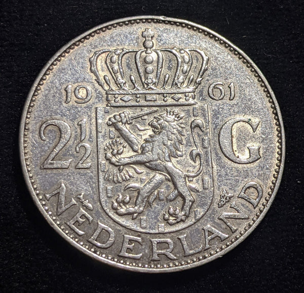Netherlands 1961 2-1/2 Gulden KM# 185 Cleaned #397 #17C