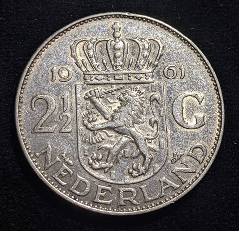 Netherlands 1961 2-1/2 Gulden KM# 185 Cleaned #397 #17C