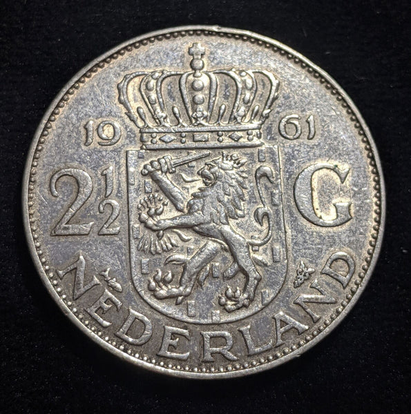 Netherlands 1961 2-1/2 Gulden KM# 185 Cleaned #397 #17C