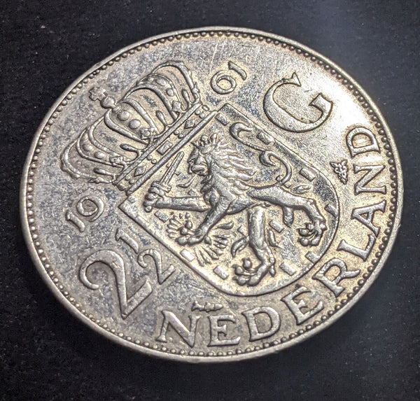 Netherlands 1961 2-1/2 Gulden KM# 185 Cleaned #397 #17C