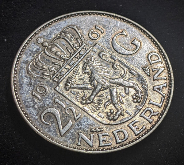 Netherlands 1961 2-1/2 Gulden KM# 185 Cleaned #396 #17B