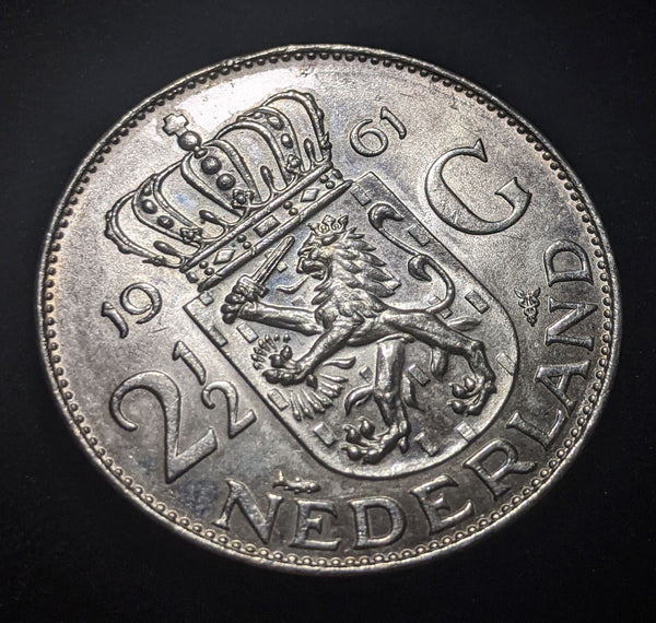 Netherlands 1961 2-1/2 Gulden KM# 185 Cleaned #340 #17B