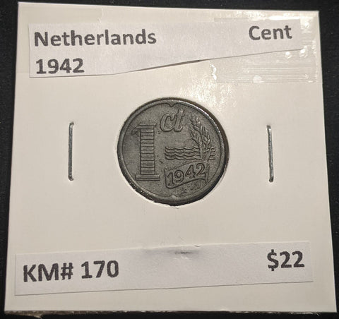 Netherlands 1942 Cent KM# 170 #172 #17B
