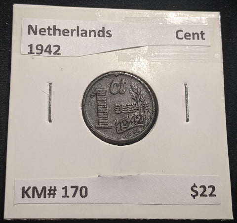 Netherlands 1942 Cent KM# 170 #178 #17B