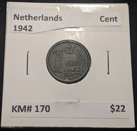 Netherlands 1942 Cent KM# 170 #163 #17B