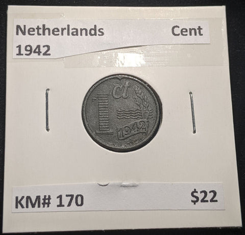 Netherlands 1942 Cent KM# 170 #156 #17B