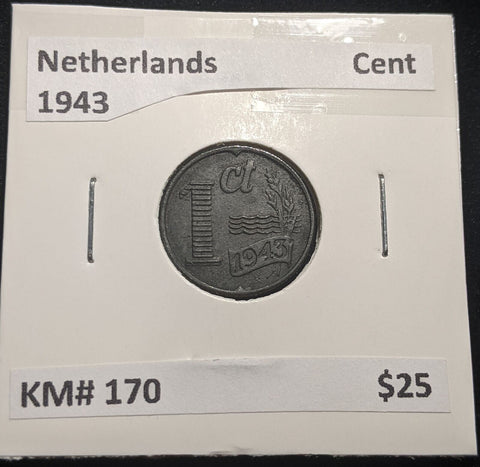 Netherlands 1943 Cent KM# 170 #194 #17B