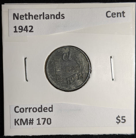 Netherlands 1942 Cent KM# 170 Corroded #159 #17B