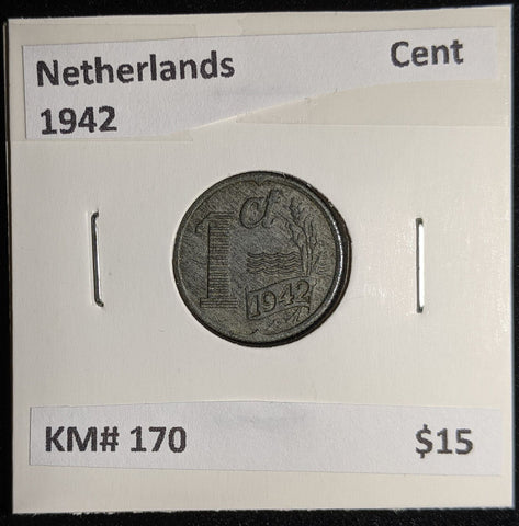 Netherlands 1942 Cent KM# 170 #168 #17B