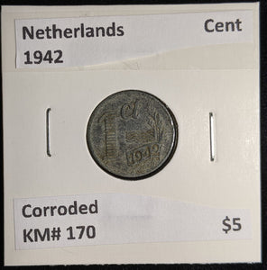 Netherlands 1942 Cent KM# 170 Corroded #144 #17B
