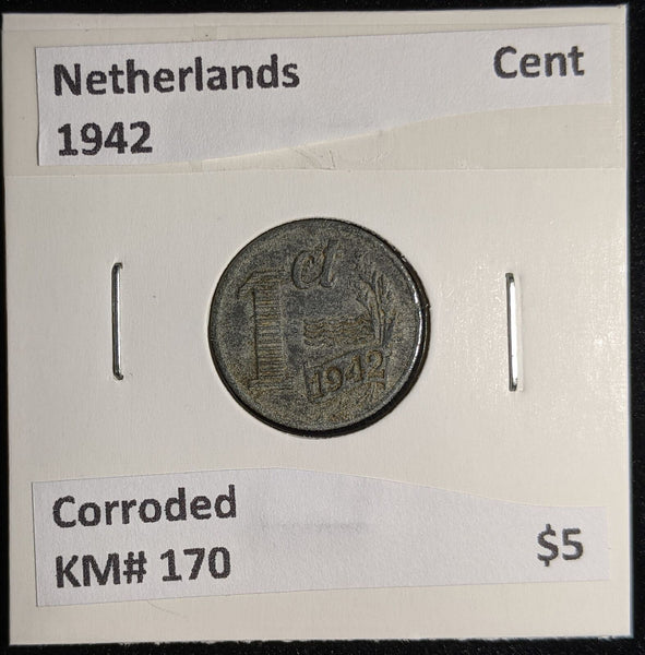 Netherlands 1942 Cent KM# 170 Corroded #144 #17B