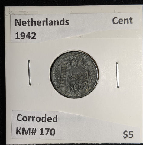 Netherlands 1942 Cent KM# 170 Corroded #181 #17B
