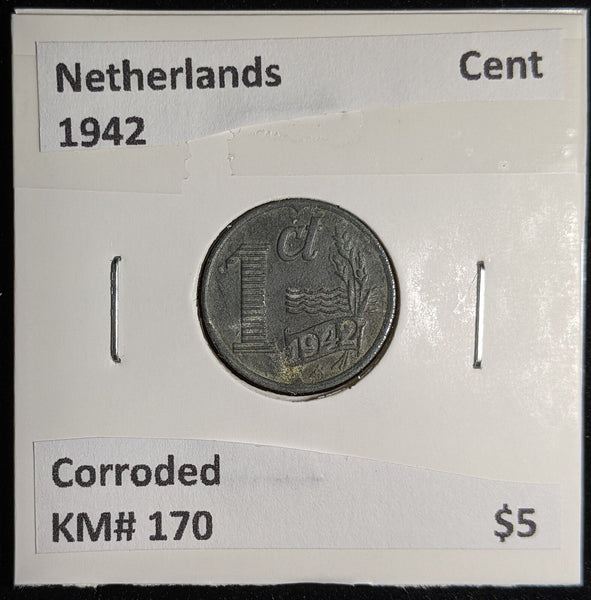 Netherlands 1942 Cent KM# 170 Corroded #169 #17B